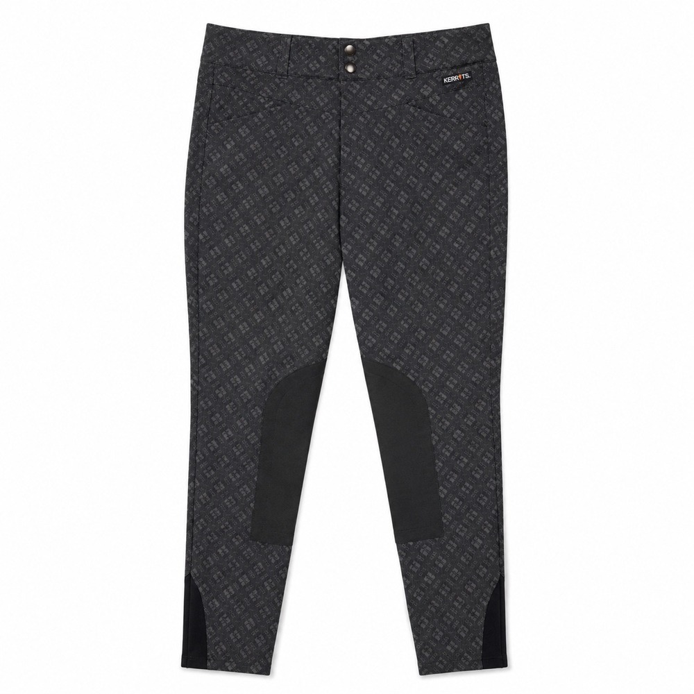 Kerrits Womens Large Riding Breeches Gray Geometric Knee Patch Equestrian Pants